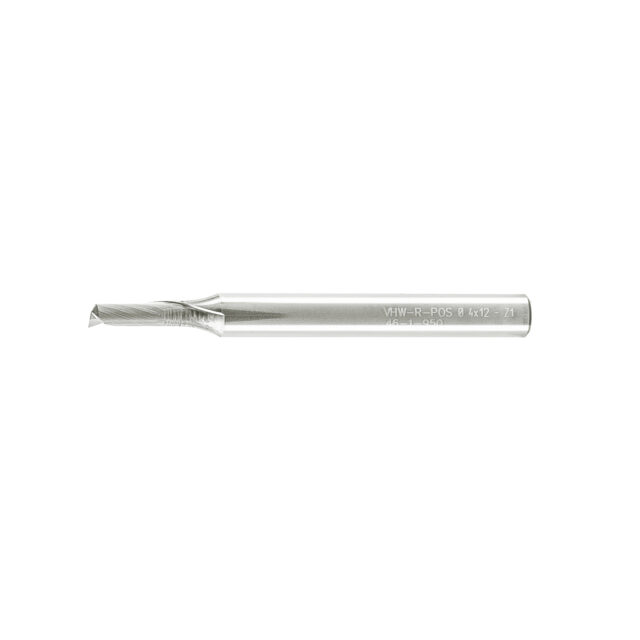 Alternative view of Single Flute End Mill with Carbide "Mirror Finish" - 4x12x60x6mm