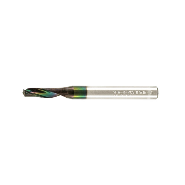 Alternative view of Single Flute End Mill with Carbide "Mirror Finish" - 5x16x60x6mm DLC Coating