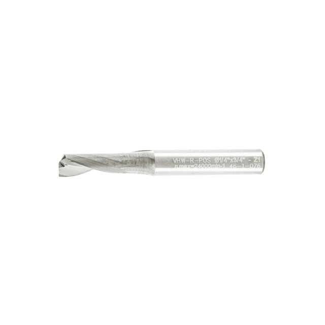 Alternative view of Single Flute End Mill with Carbide "Mirror Finish" - 1/4"x3/4"x2"x1/4"
