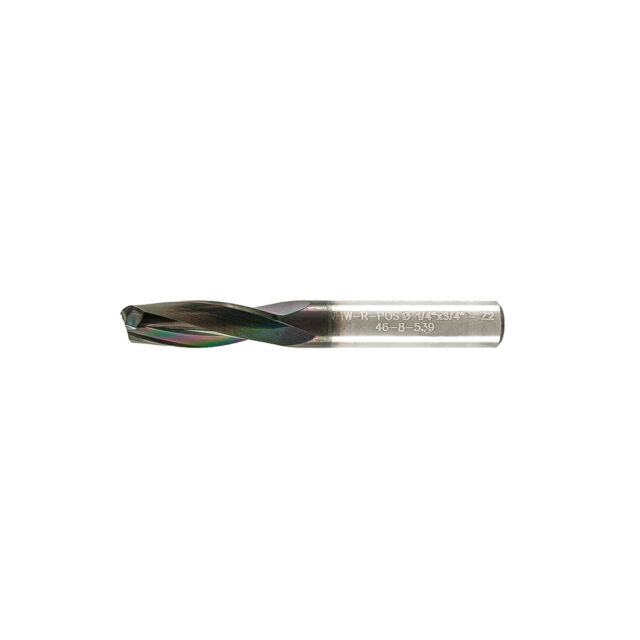 Alternative view of Double Flute End Mill with Carbide "Mirror Finish" - 1/4"x3/4"x2"x1/4" DLC Coating