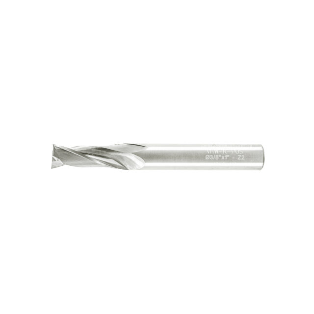 Alternative view of Double Flute End Mill with Carbide "Mirror Finish" - 3/8"x1"x3"x3/8"