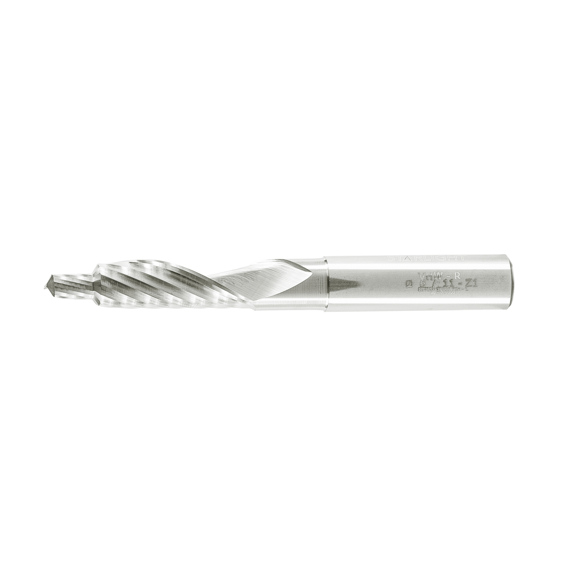 Mèche une flûte au carbure avec double diamètre "fini miroir" - 6/11.5x10/40x100x12mm – Image 2