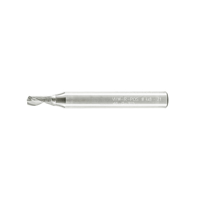 Alternative view of Single Flute End Mill with Carbide "Mirror Finish" - 4x8x50x6mm