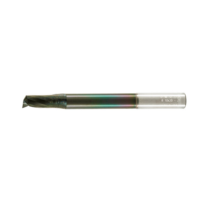 Alternative view of Single Flute End Mill with Carbide "Mirror Finish" - 10x20/70x100x10mm DCL Coating
