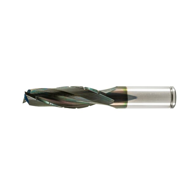 Alternative view of Double Flute End Mill with Carbide "Mirror Finish" with Chip Breaker - 18x62x120x18mm DLC Coating